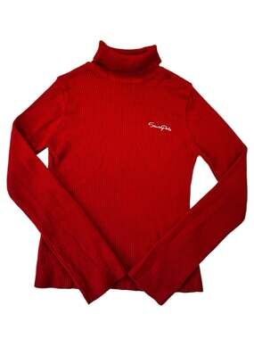 Southpole Y2K Vintage Red Ribbed Knit Turtleneck Sweater Juniors XL